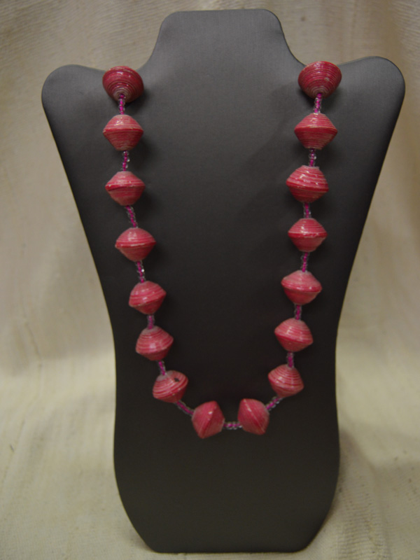 Handmade paper bead necklace